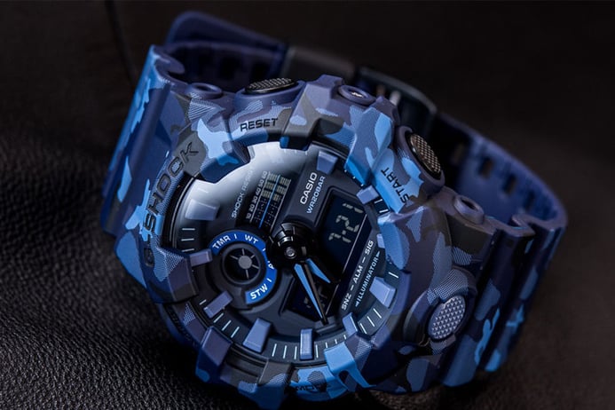 Casio G-Shock GA-700CM-2ADR Blue Woodland Camouflage Shock Resistant Resin Band