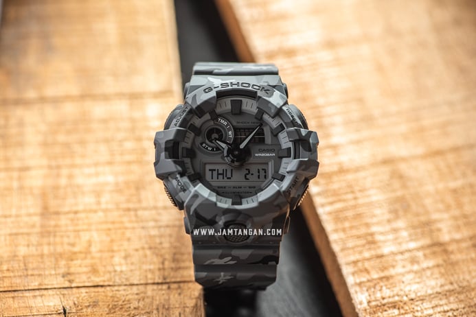 Casio G-Shock GA-700CM-8ADR Camouflage Series Gray Woodland Camouflage Resin Band