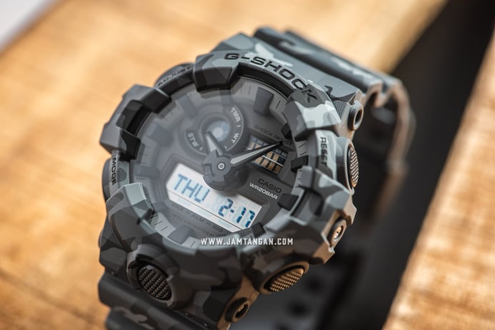 Casio G-Shock GA-700CM-8ADR Camouflage Series Gray Woodland Camouflage Resin Band