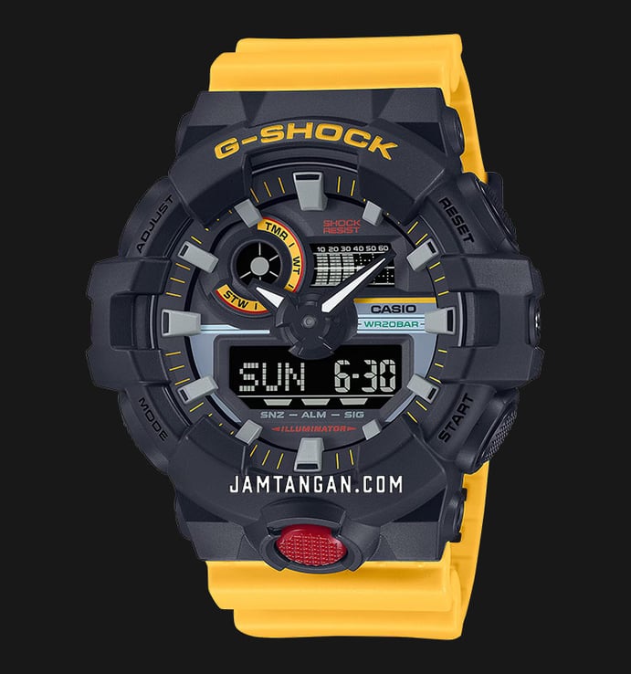 Casio G-Shock GA-700MT-1A9DR Mix Tape Series Digital Analog Dial Yellow Resin Band