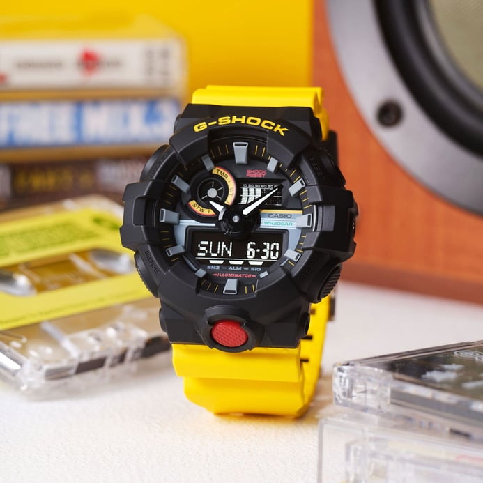 Casio G-Shock GA-700MT-1A9DR Mix Tape Series Digital Analog Dial Yellow Resin Band