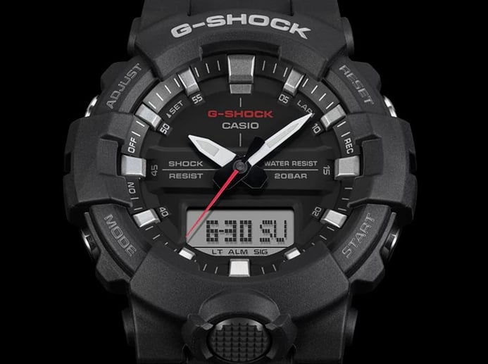 Casio G-Shock GA-800-1ADR Digital Analog Dial Black Resin Band