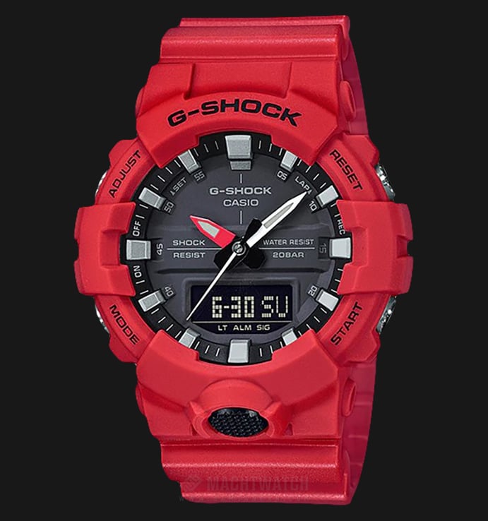 Casio G-Shock GA-800-4ADR Digital Analog Dial Red Resin Band