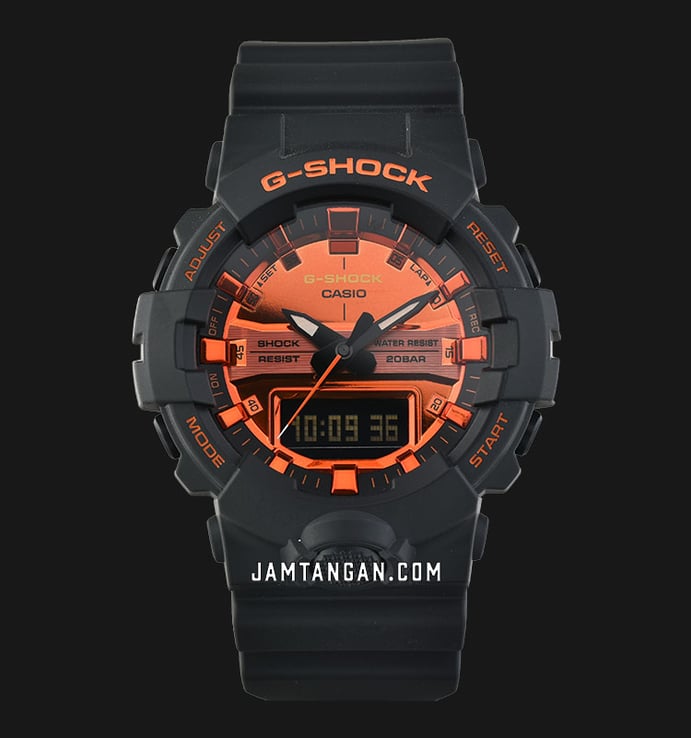 Casio G-Shock GA-800BR-1ADR Digital Analog Orange Dial Black Resin Band