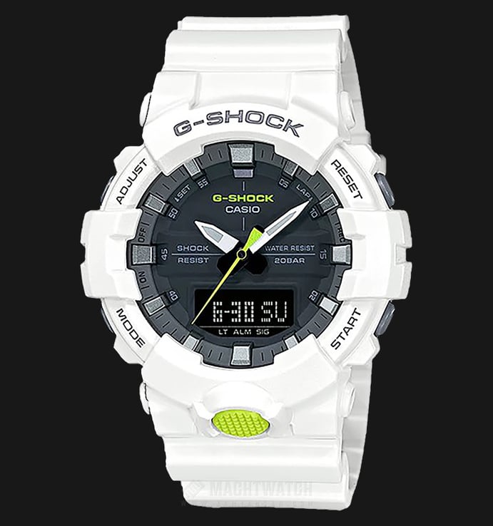 Casio G-Shock Standard Digital Analog GA-800SC-7ADR Black Dial White Resin Strap