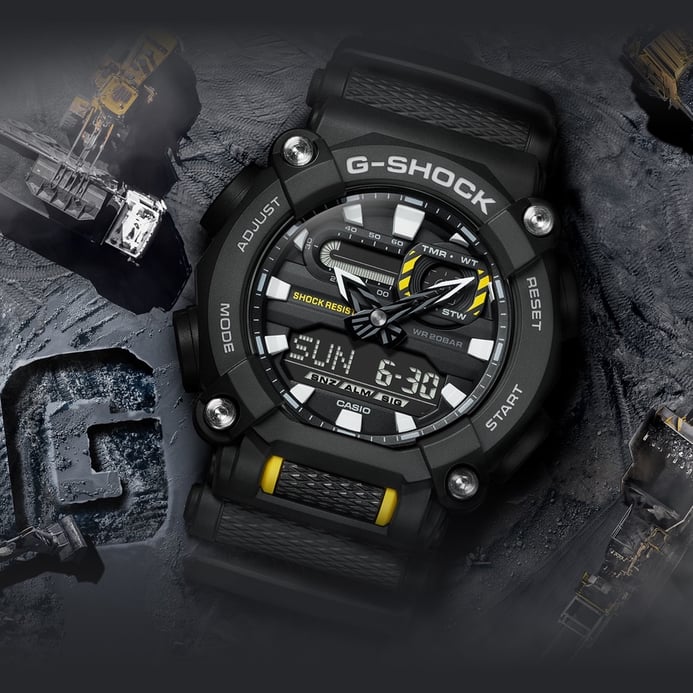 Casio G-Shock GA-900-1ADR Heavy Duty Black Digital Analog Dial Black Resin Band