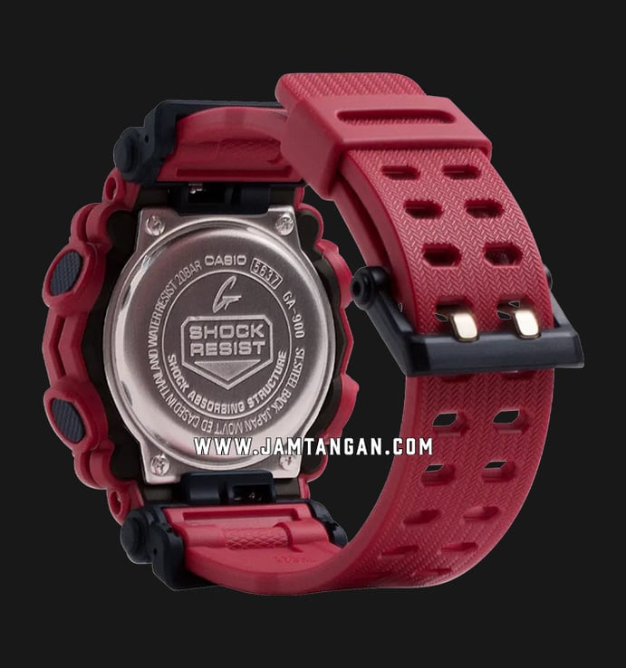 Casio G-Shock GA-900-4ADR Heavy Duty Black Digital Analog Dial Red Resin Band