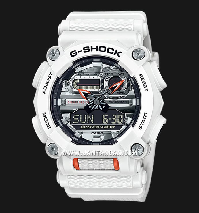 Casio G-Shock GA-900AS-7ADR Garish Digital Analog Dial White Resin Band