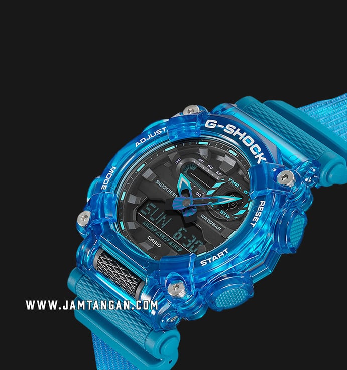 Casio G-Shock GA-900SKL-2ADR Sound Wave Series Digital Analog Dial Blue Translucent Resin Band
