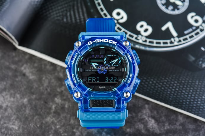 Casio G-Shock GA-900SKL-2ADR Sound Wave Series Digital Analog Dial Blue Translucent Resin Band