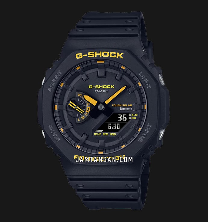 Casio G-Shock GA-B2100CY-1ADR CasiOak Caution Yellow Series Digital Analog Dial Black Resin Band