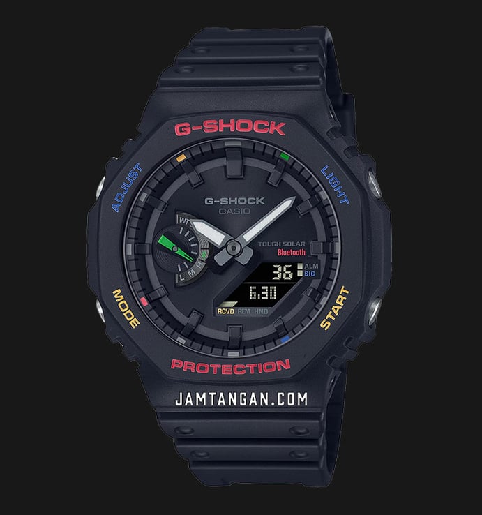 Casio G-Shock GA-B2100FC-1ADR CasiOak Splashes Of Colorful Accents Digital Analog Dial Resin Band