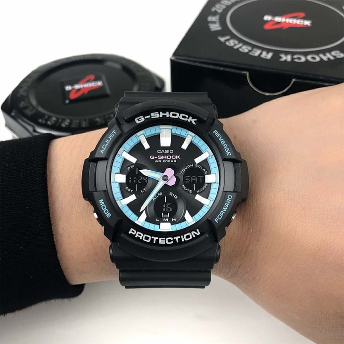 Casio G-Shock Special Color Models GAS-100PC-1ADR Black Digital Analog Dial Dual Color Resin Band