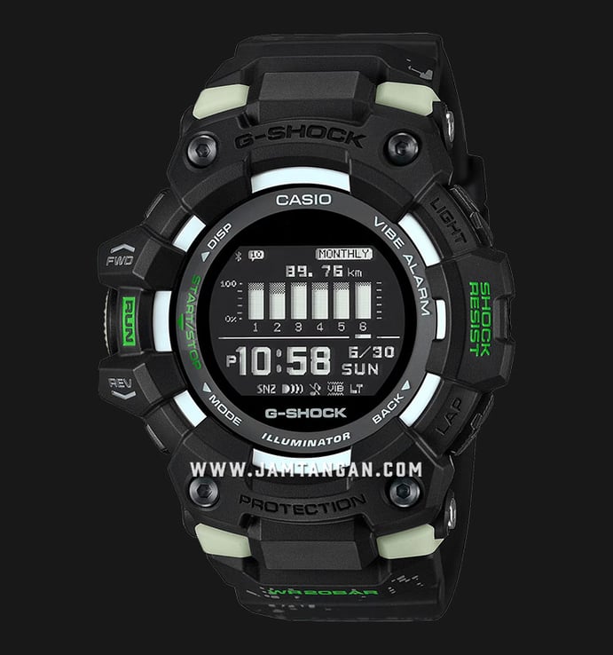 Casio G-Shock GBD-100LM-1DR G-Squad Midnight City Run Digital Dial Black Resin Band