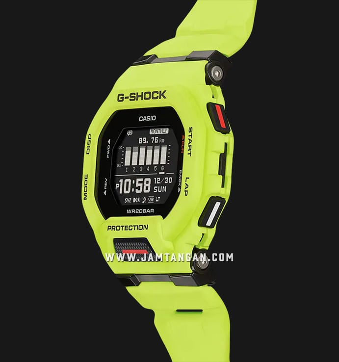 Casio G-Shock G-Squad GBD-200-9ER Men Black Digital Dial Lime Green Resin Band