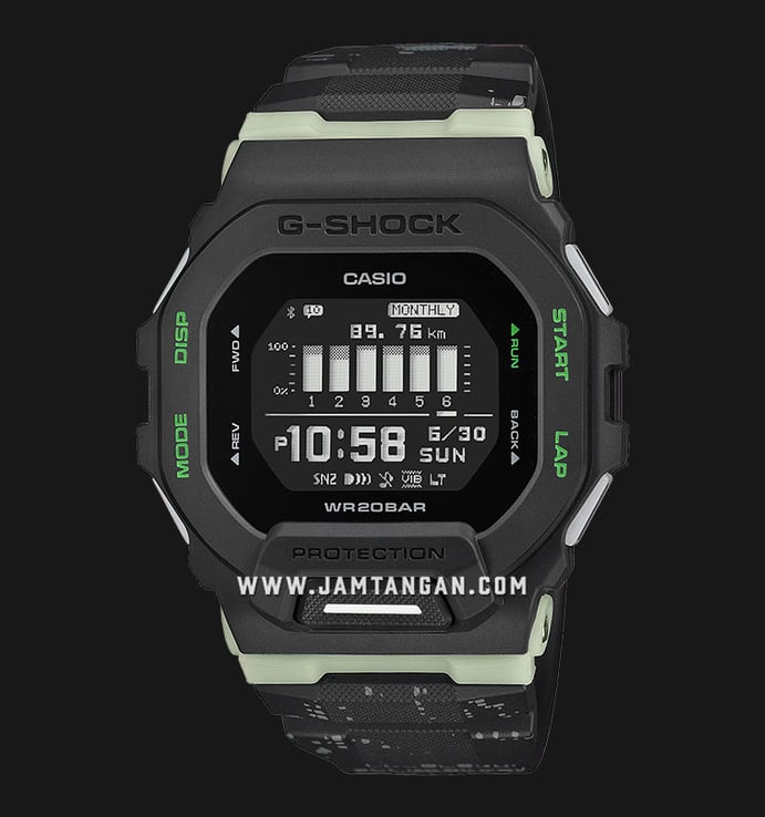 Casio G-Shock GBD-200LM-1DR G-Squad Midnight City Run Digital Dial Black Resin Band