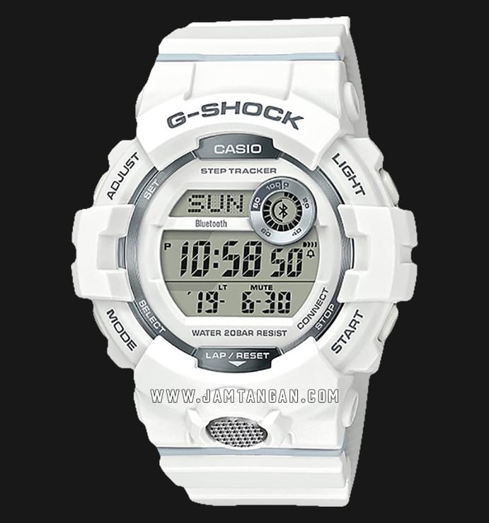 Casio G-Shock GBD-800-7DR G-Squad Step Tracker Smart Bluetooth White Resin Band