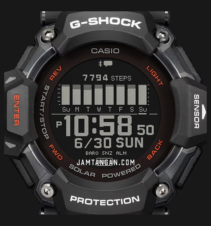 Casio G-Shock GBD-H2000-1ADR G-Squad Tough Solar Black Digital Dial Black Resin Band