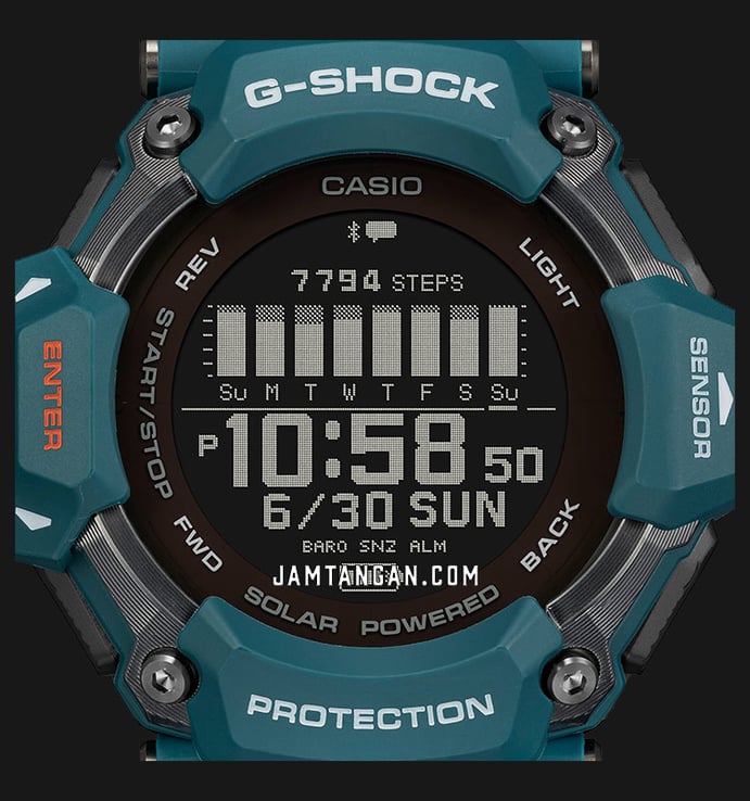Casio G-Shock GBD-H2000-2DR G-Squad Tough Solar Black Digital Dial Blue Resin Band