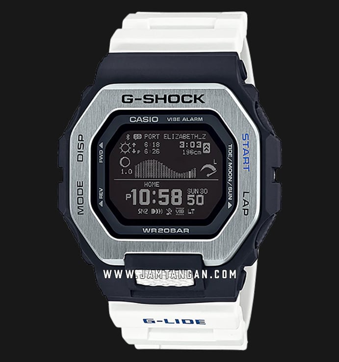 Casio G-Shock G-Lide GBX-100-7DR Men Black Digital Dial White Resin Band