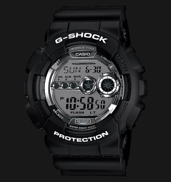Casio G-Shock GD-100BW-1DR Digital Dial Black Resin Band