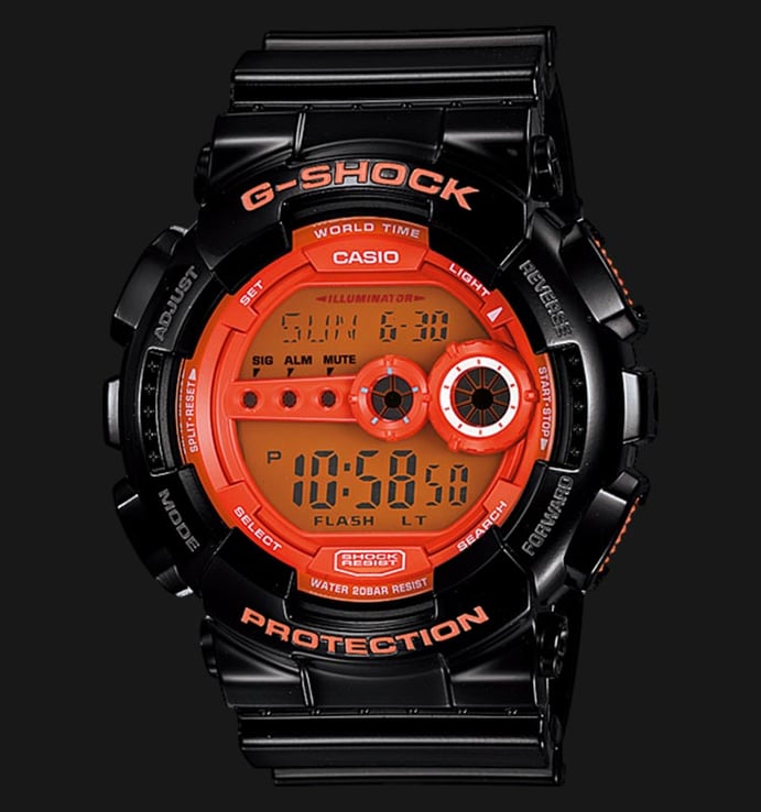 Casio G-Shock GD-100HC-1DR Orange Digital Dial Black Resin Band