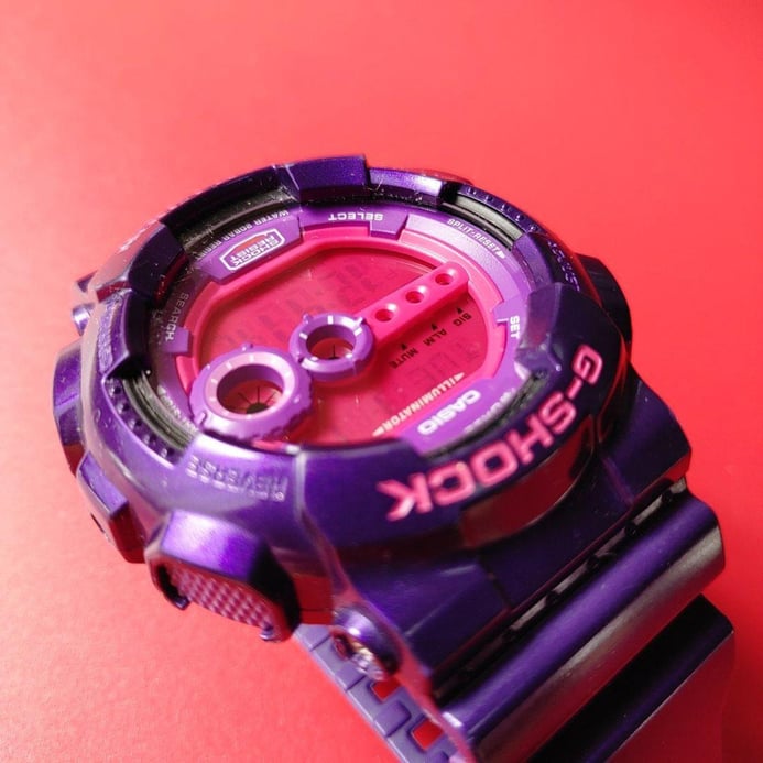 Casio G-Shock GD-100SC-6DR Ladies Pink Digital Dial Purple Resin Band