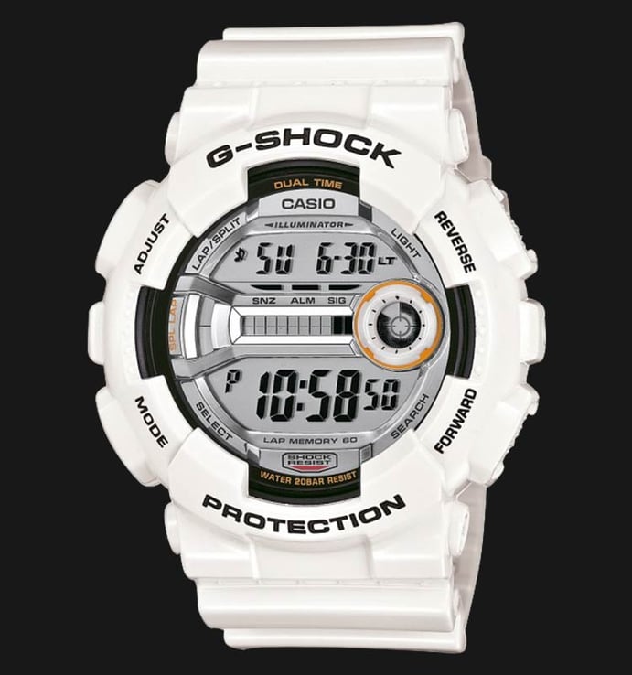 Casio G-Shock GD-110-7DR Digital Dial White Resin Strap