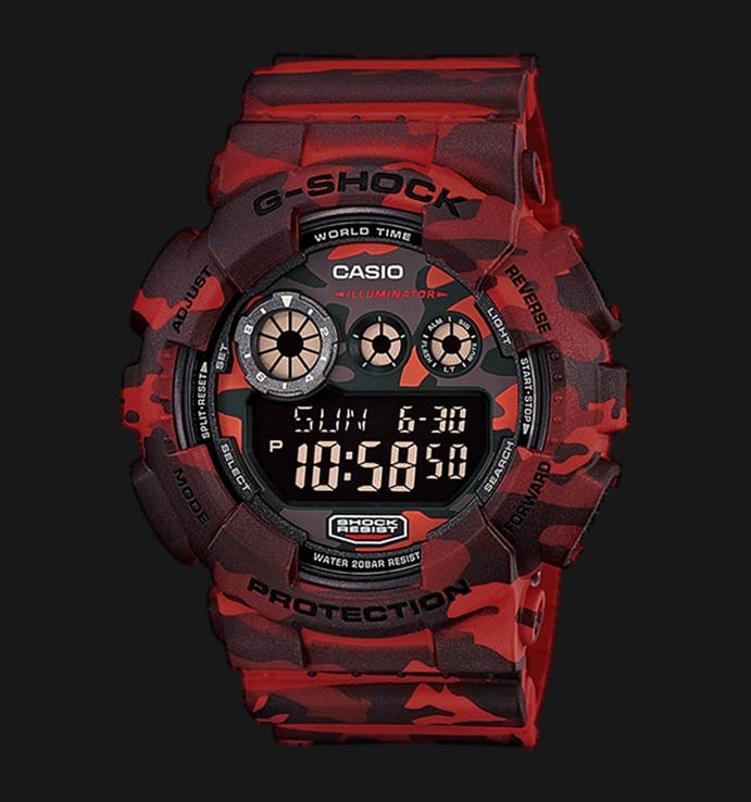 Casio G-Shock Camouflage GD-120CM-4DR Digital Dial Red Camouflage Resin Strap
