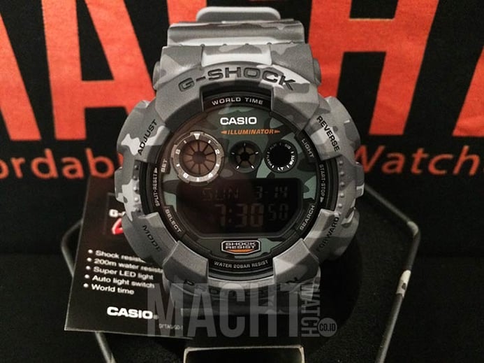 Casio G-Shock Camouflage GD-120CM-8DR Digital Dial Grey Camouflage Resin Band