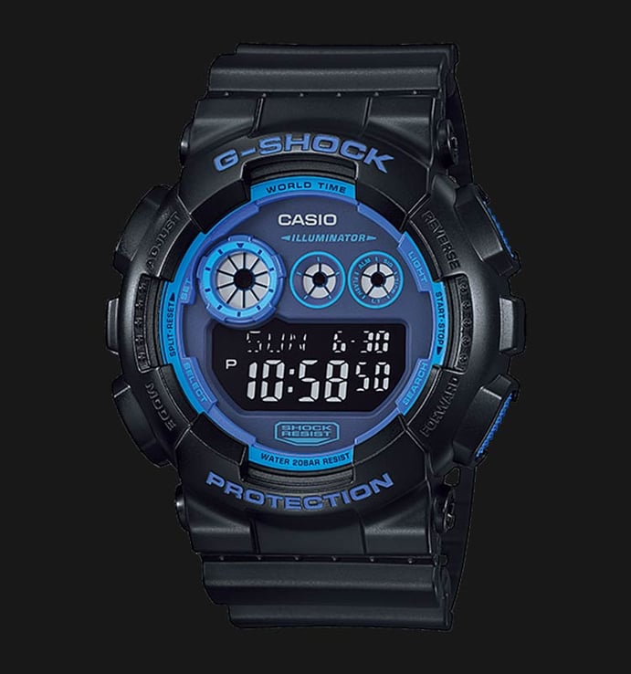 Casio G-Shock GD-120N-1B2DR Blue Digital Dial Black Resin Strap
