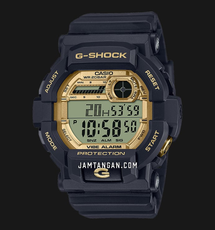 Casio G-Shock GD-350GB-1DR Men 10th Anniversary With Black And Gold Digital Dial Black Resin Band