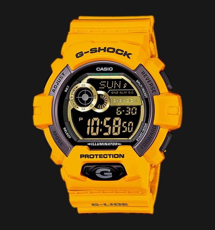Casio G-Shock G-LIDE GLS-8900-2DR Black Digital Dial Yellow Resin Strap