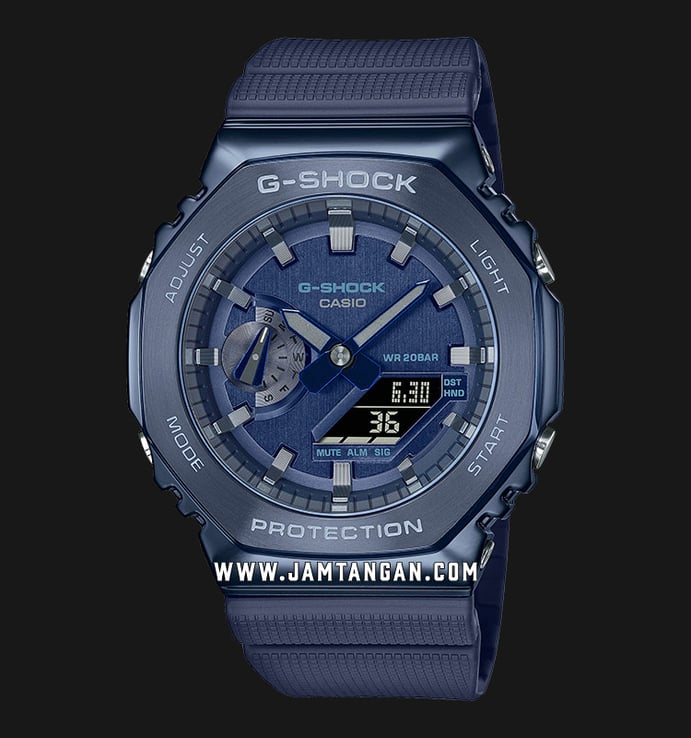 Casio G-Shock GM-2100N-2ADR Metal Covered CasiOak Blue Analog Digital Dial Blue Navy Resin Band