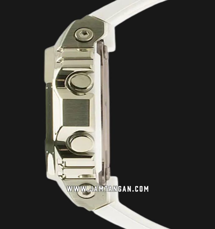 Casio G-Shock GM-S5600G-7DR S Series Metal Square Ladies Digital Dial White Resin Band