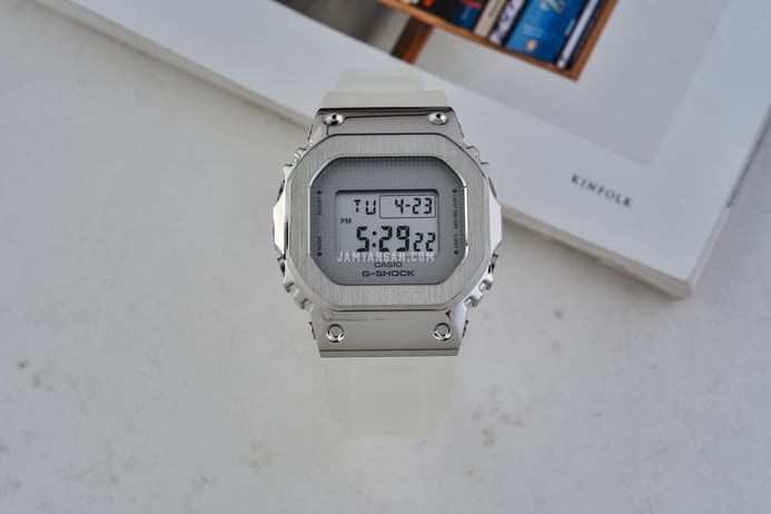 Casio G-Shock GM-S5600SK-7DR Square Metal Covered Ladies Digital Dial White Clear Resin Band