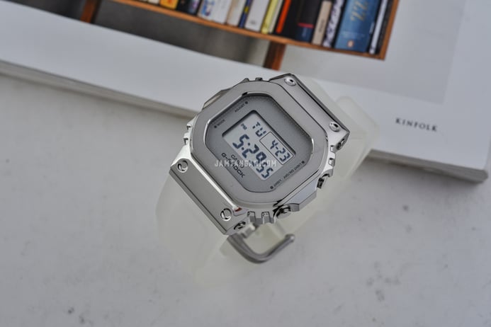 Casio G-Shock GM-S5600SK-7DR Square Metal Covered Ladies Digital Dial White Clear Resin Band