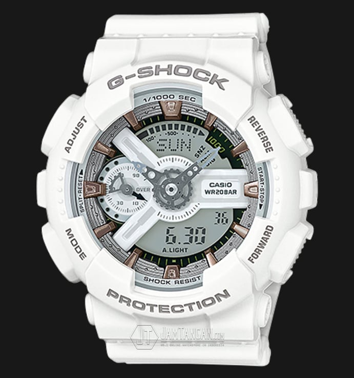 Casio G-Shock GMA-S110CM-7A2DR Men Digital Analog Dial White Resin Band