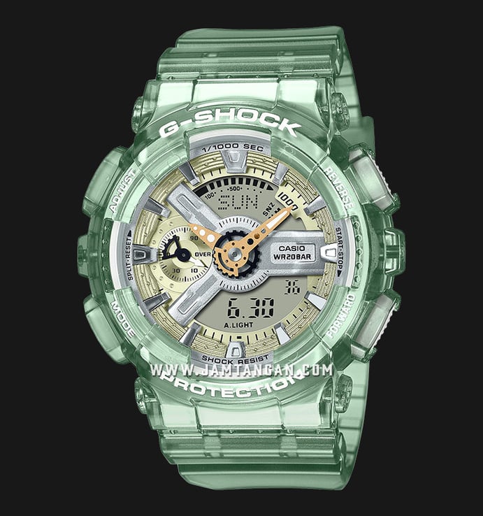 Casio G-Shock GMA-S110GS-3ADR Metallic Shine Digital Analog Dial Green Transparent Resin Band