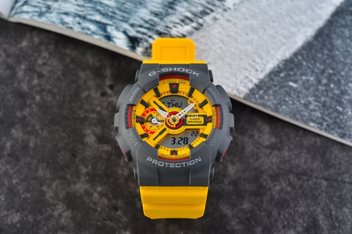 Casio G-Shock GMA-S110Y-9ADR 90s Heritage Series Digital Analog Dial Yellow Resin Band