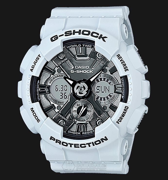 Casio G-Shock GMA-S120MF-2ADR Men Digital Analog Dial White Resin Band