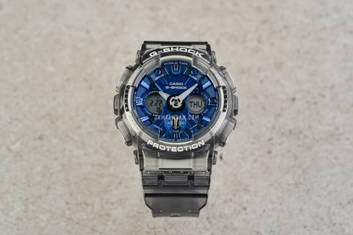 Casio G-Shock GMA-S120TB-8ADR Translucent Gray with Metallic Blue Dial Grey Transparent Resin Band