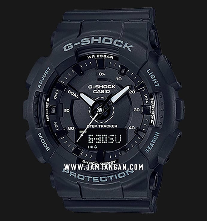 Casio G-Shock S Series GMA-S130-1ACR Step Tracker Digital Analog Dial Black Resin Band