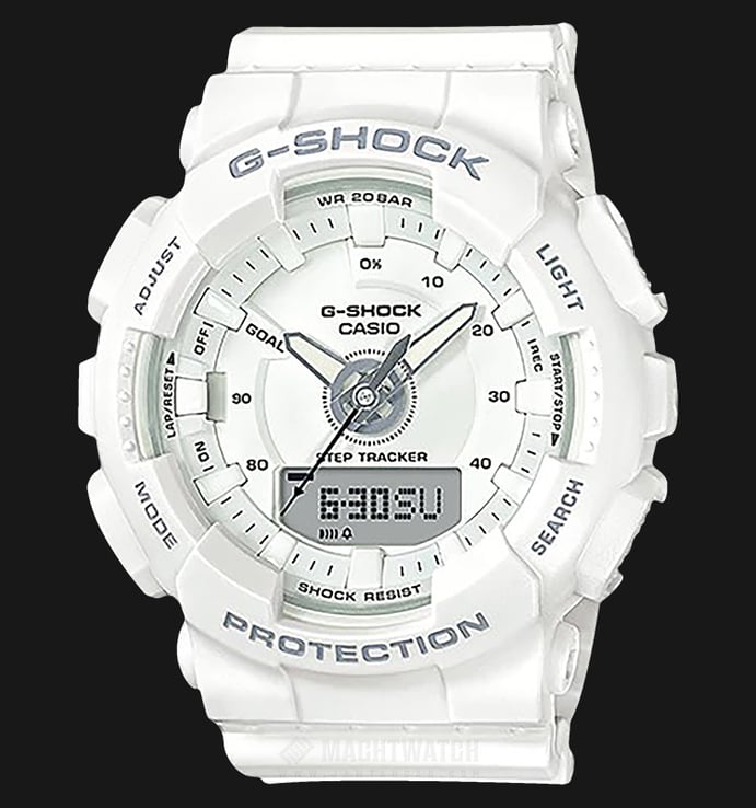 Casio G-Shock GMA-S130-7ADR Men White Digital Analog Dial White Resin Band