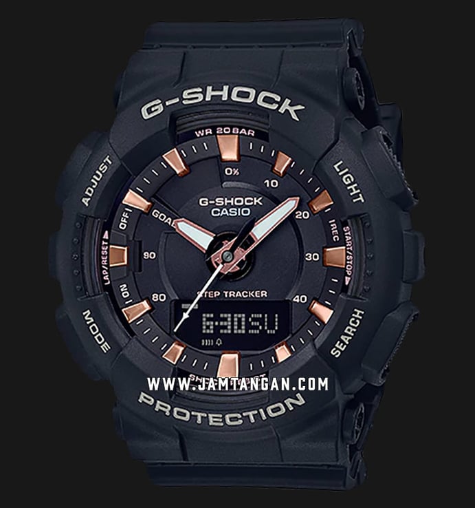 Casio G-Shock GMA-S130PA-1ADR S Series Step Tracker Digital Analog Dial Black Resin Band