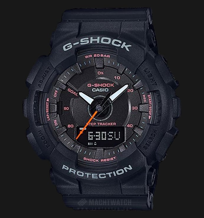 Casio G-Shock S Series Step Tracker GMA-S130VC-1ADR Digital Analog Dial Black Resin Band