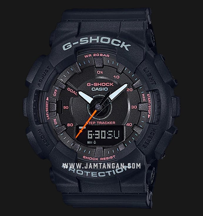 Casio G-Shock GMA-S130VC-1AER S Series Step Tracker Digital Analog Dial Black Resin Band