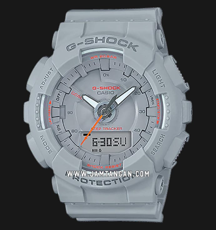 Casio G-Shock S Series GMA-S130VC-8ACR Step Tracker Digital Analog Dial Grey Resin Strap