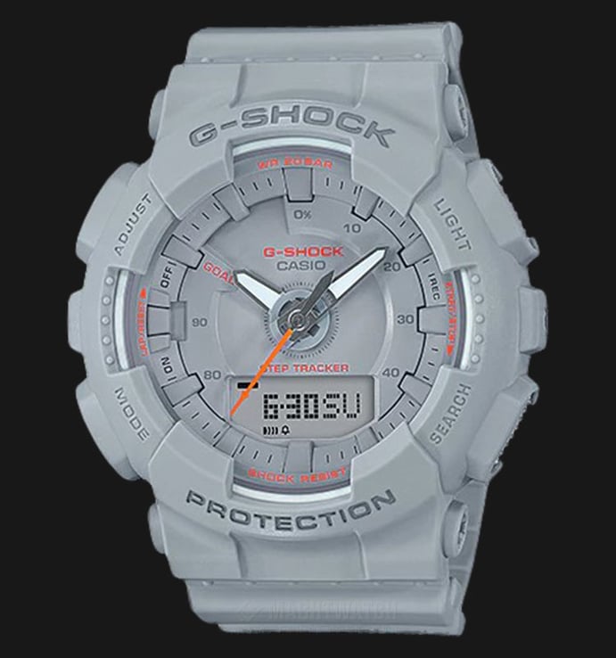Casio G-Shock S Series Step Tracker GMA-S130VC-8ADR Digital Analog Dial Grey Resin Band