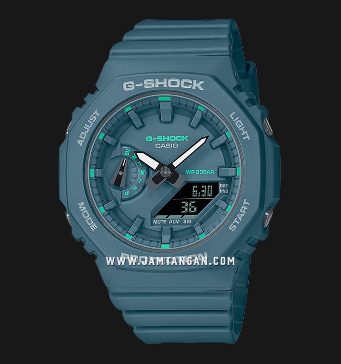 Casio G-Shock GMA-S2100GA-3ADR CasiOak Green Accent Series Digital Analog Dial Green Resin Band